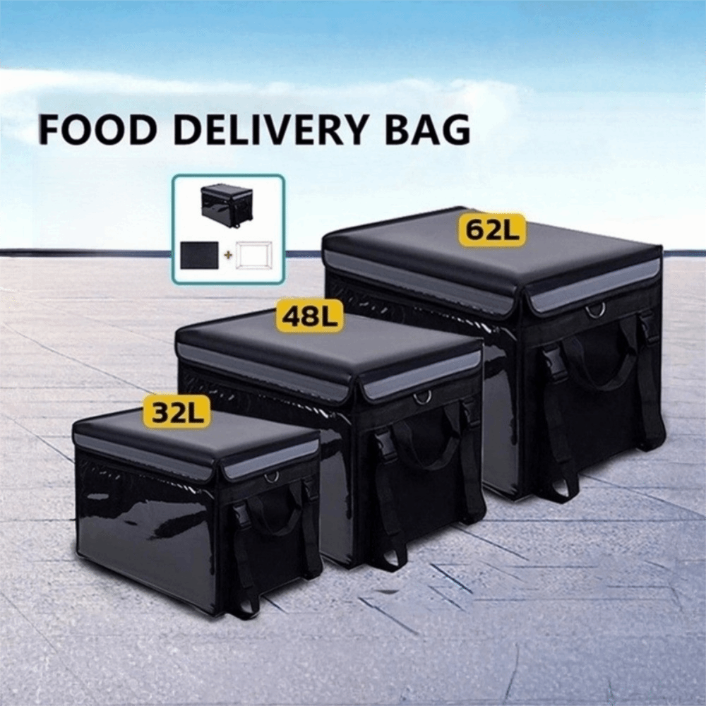 Food Snacks Delivery - 防水フードデリバリーバッグ、オックスフォード生地、アルミ箔、断熱バッグ、32L/48L/62L、保温バッグ